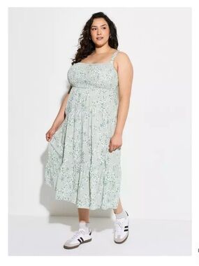 Torrid LoveSick Smocked dress in Sage